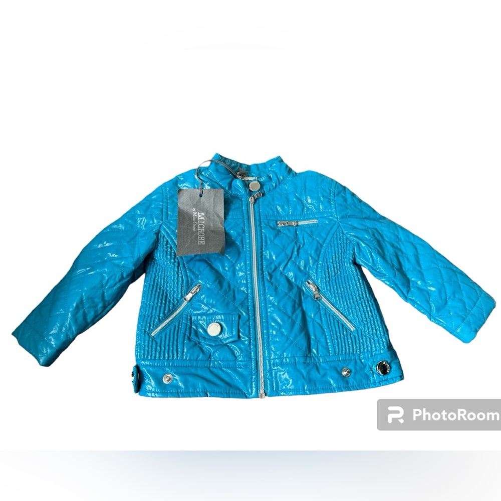 Microbe by Miss Grant***Patent Blue Biker Jacket***6 mo. $329 - Picture 1 of 3